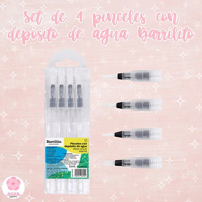 Set de 4 pinceles con depósito de agua Barrilito