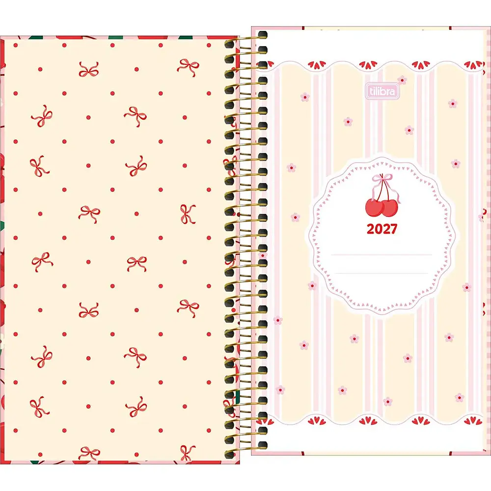 Agenda semanal de bolsillo Amarena Cherry & Bows 2027 Tilibra