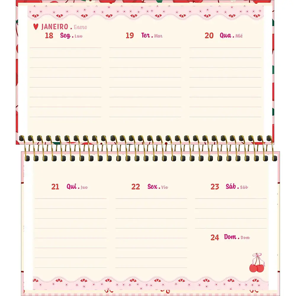 Agenda semanal de bolsillo Amarena Cherry & Bows 2027 Tilibra