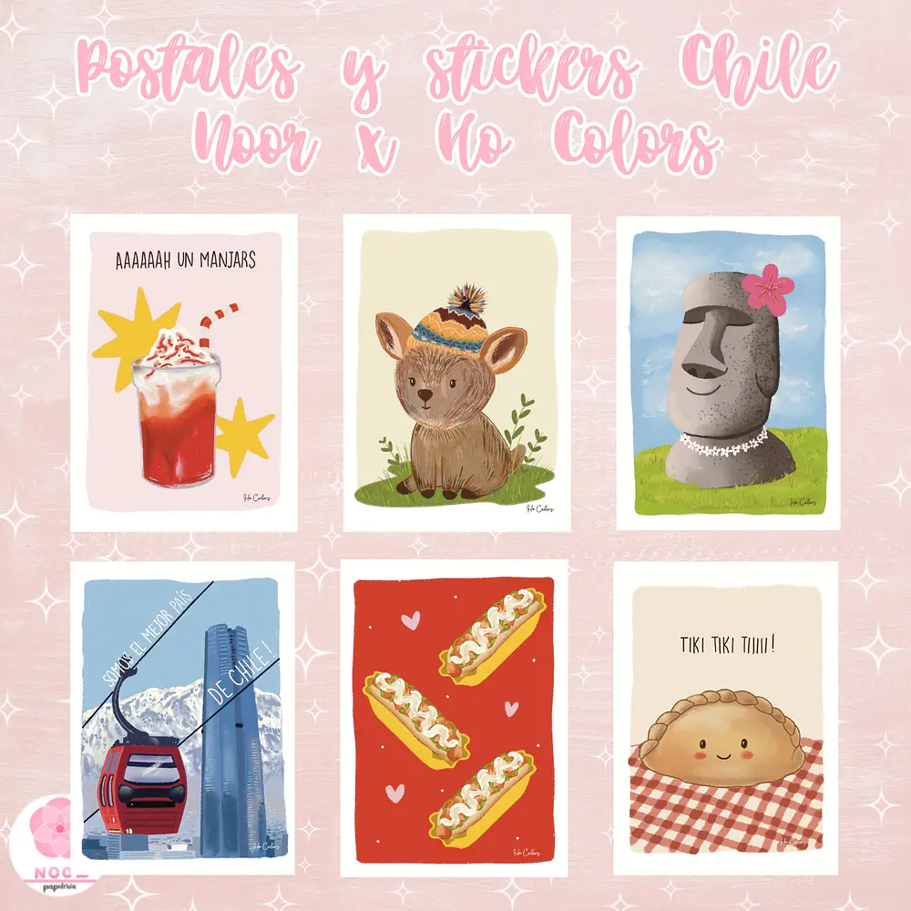 Postales y stickers Chile Noor x Ho Colors