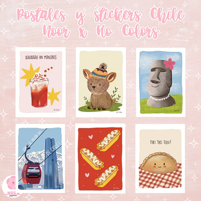 Postales y stickers Chile Noor x Ho Colors