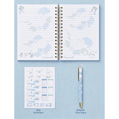 Libreta Cinnamoroll con bolígrafo y stickers