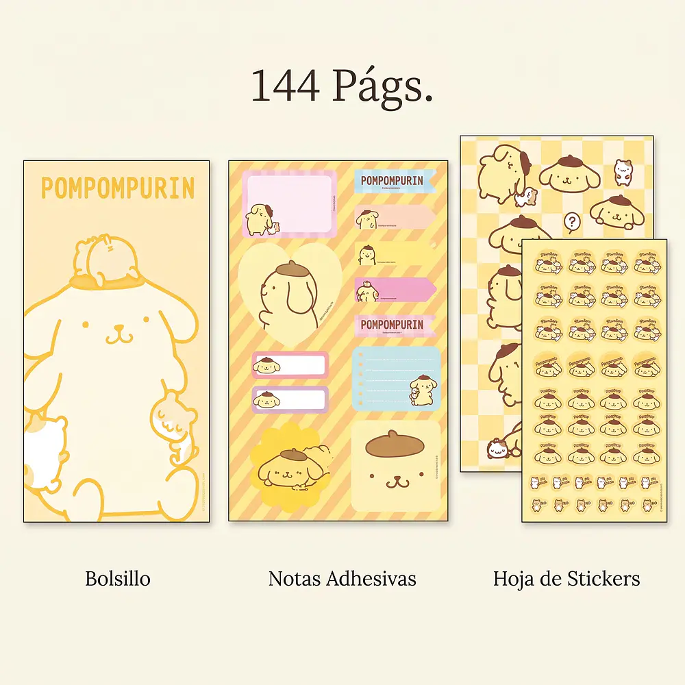 Planner no fechado Pompompurin Ascott 144 páginas
