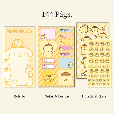 Planner no fechado Pompompurin Ascott 144 páginas