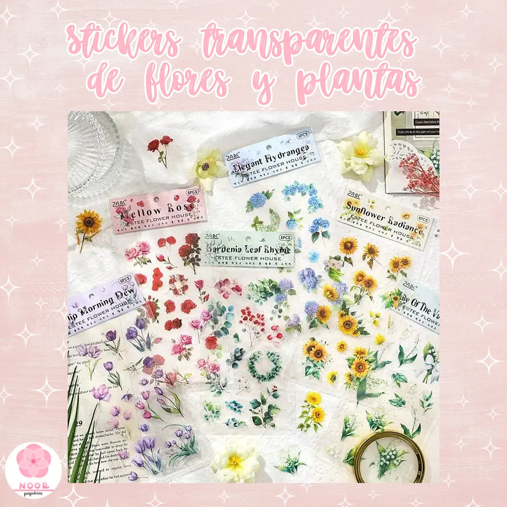 Stickers transparentes  de flores y plantas