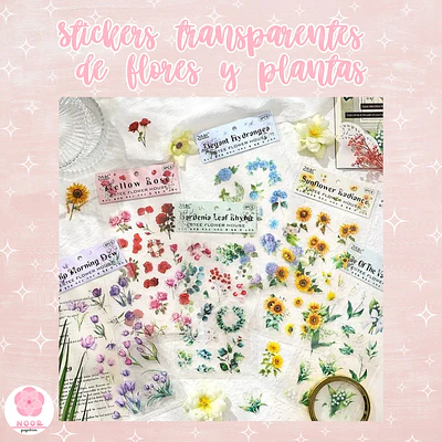 Stickers transparentes  de flores y plantas