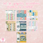 Set de papeles decorativos florales y vintage 