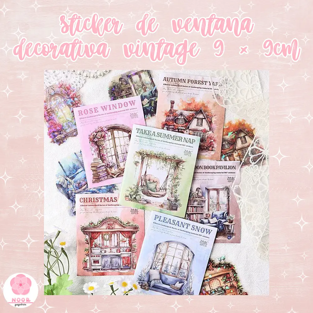 Sticker de ventana decorativa vintage 9 × 9 cm