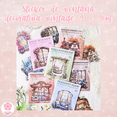 Sticker de ventana decorativa vintage 9 × 9 cm