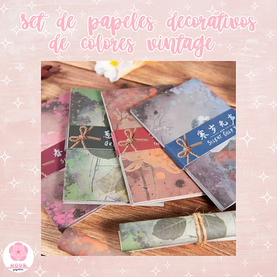 Set de papeles decorativos de colores vintage 8 × 12 cm