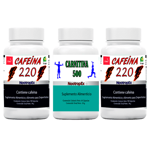 Pack  2 CAFEÍNA 220 + CARNITINA 500