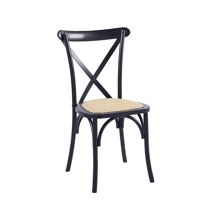 Silla Crossback Madera y Rattan Negra 1