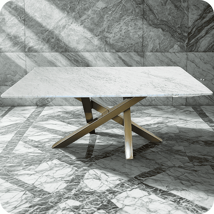 Mesa Odin Mármol Carrara y Acero 2