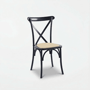Silla Crossback Madera y Rattan Negra