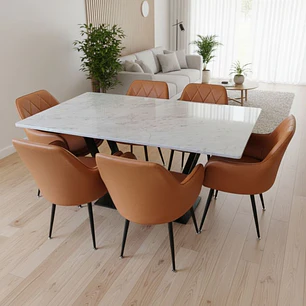Comedor 6 Sillas Asgard Oslo Ecocuero