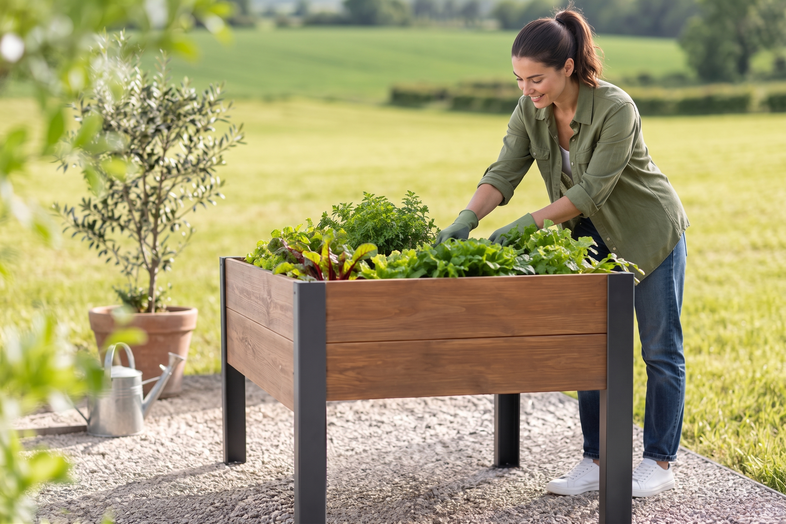 Mesa de cultivo elevada y ergonomía real