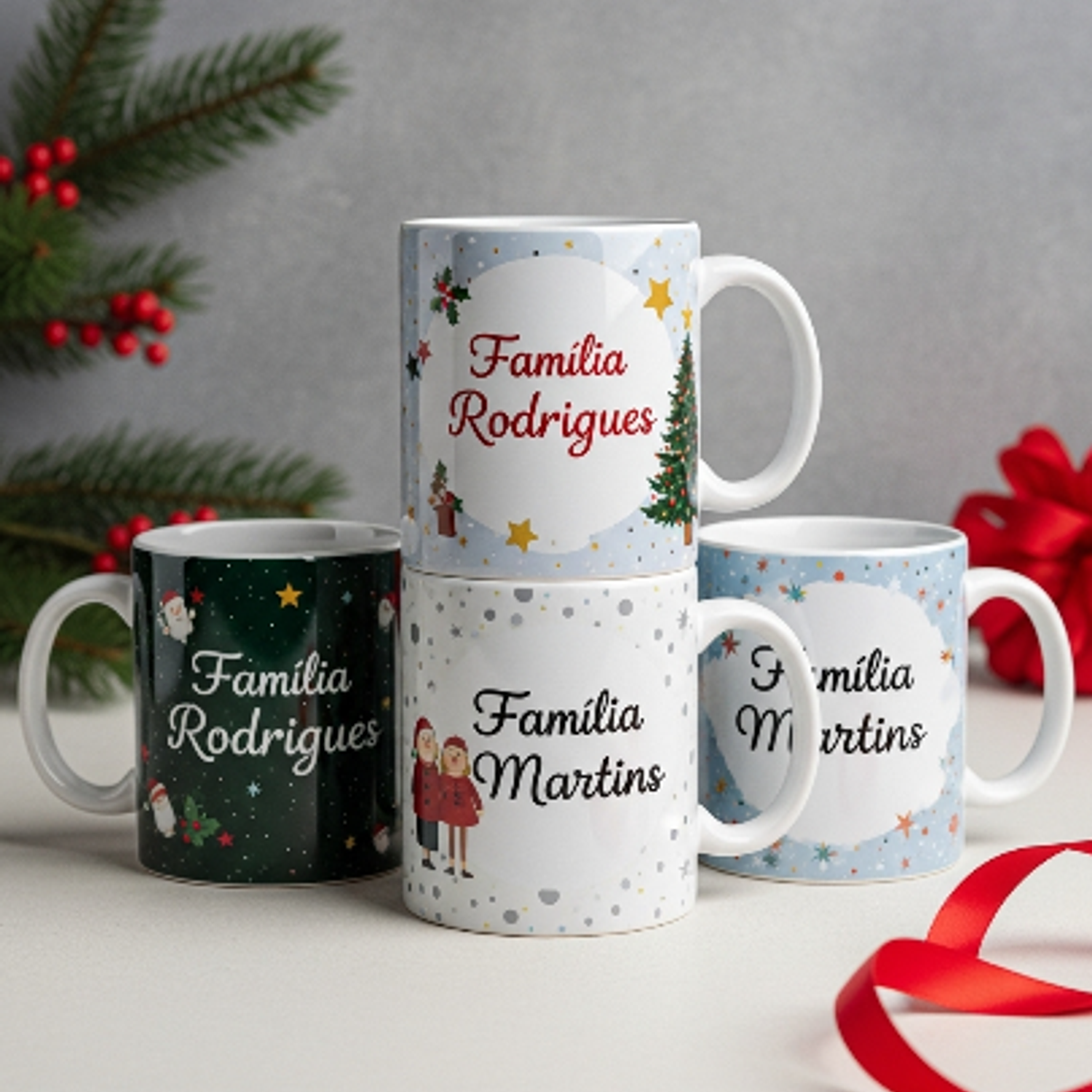 Canecas Personalizadas de Natal – Família 4