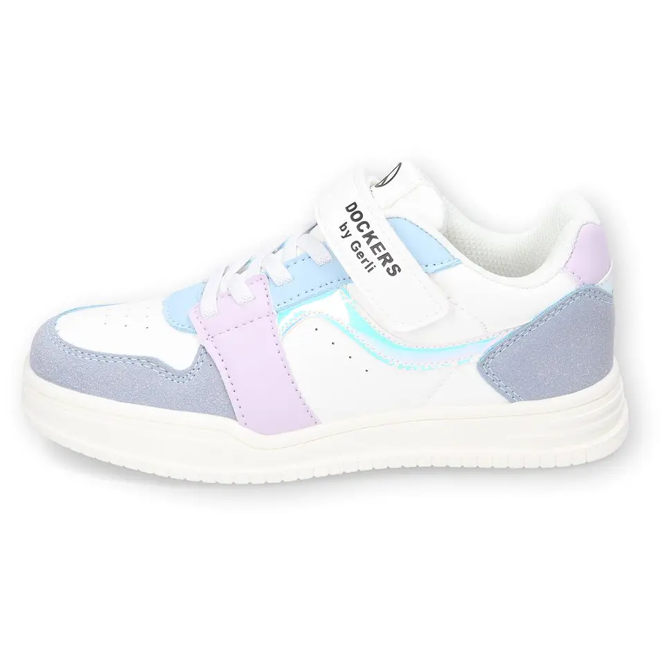 Dockers by Gerli Mädchen Sneaker Weiß/Blau Klettverschluss Knöchelhoch 7