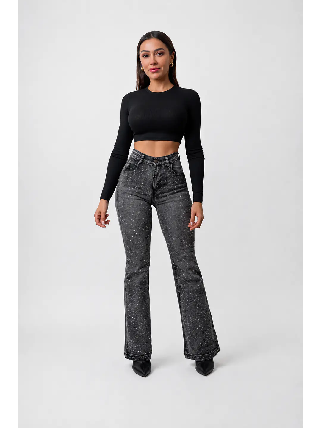 MODELO: MALI | FLARE JEANS CON BRILLOS (TALLAJE PEQUEÑO) 1