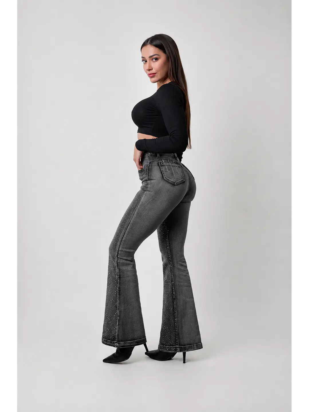 MODELO: MALI | FLARE JEANS CON BRILLOS (TALLAJE PEQUEÑO) 7