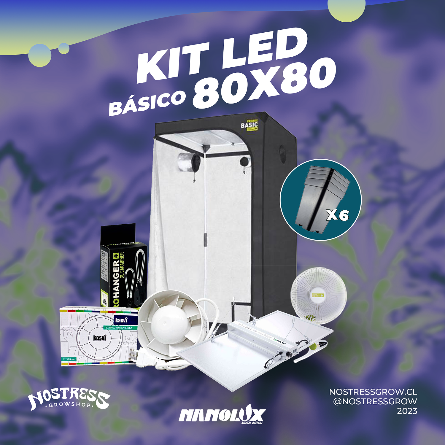 KIT CULTIVO LED  BASICO 80X80 NANOLUX