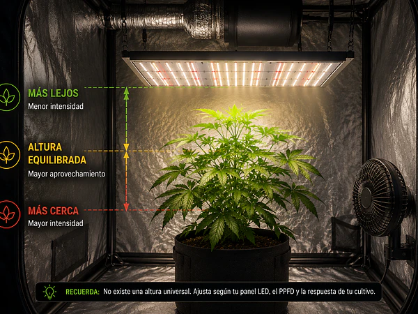 ¿A qué altura debe ir un panel LED? Guía completa para cultivo indoor 💡