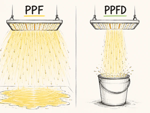 PPFD vs PPF: ¿Cuál debes mirar al elegir un panel LED? 💡