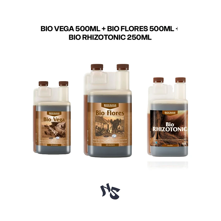 Pack CANNA Bio Base + Raíces | Bio Vega 500ml + Bio Flores 500ml + Bio Rhizotonic 250ml 1