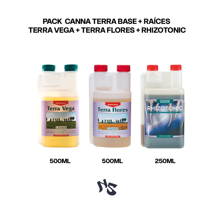 Pack CANNA Terra Base + Raíces | Vega + Flores + Rhizotonic 1