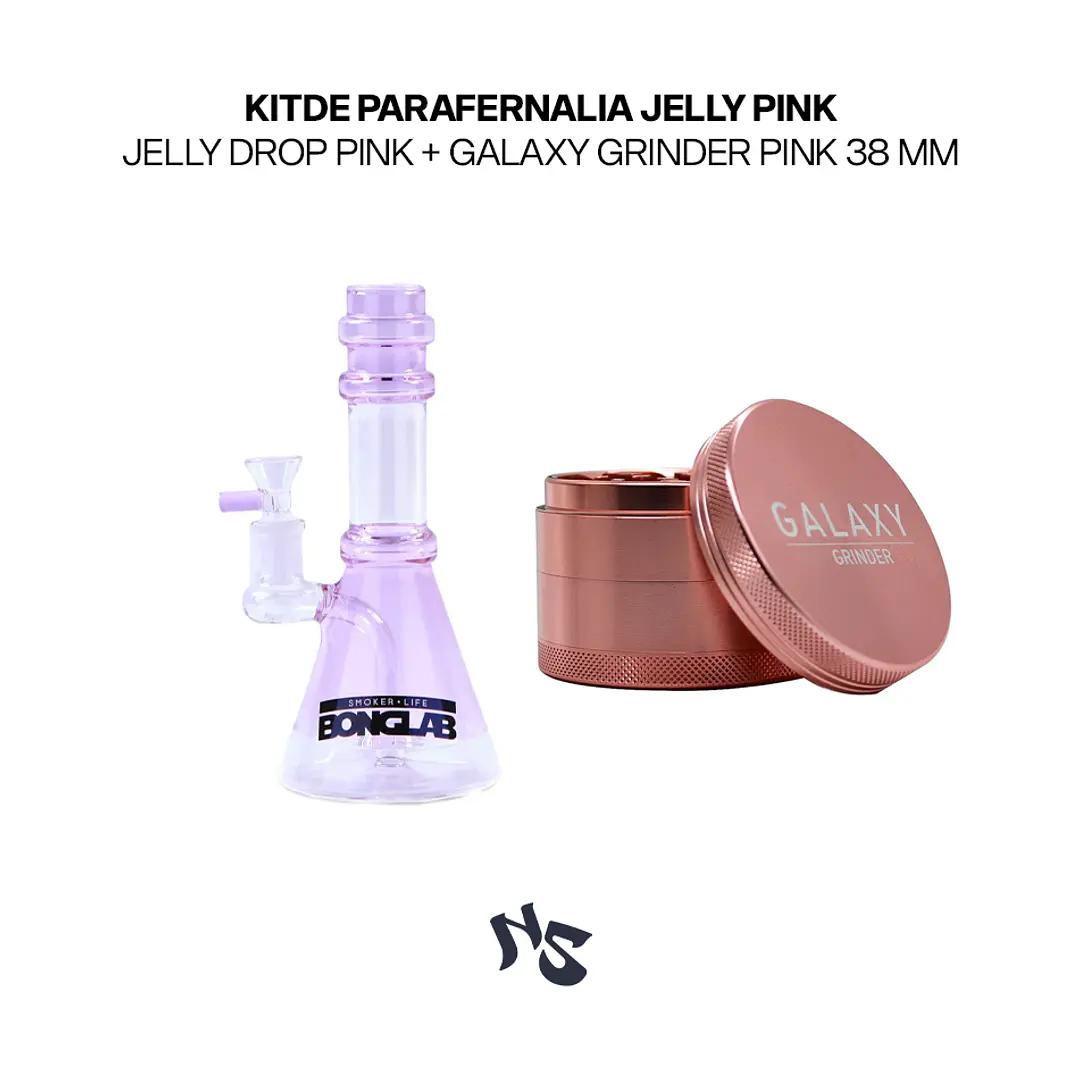 Kit de parafernalia Jelly Drop Pink + Galaxy Grinder Pink 38 mm 1