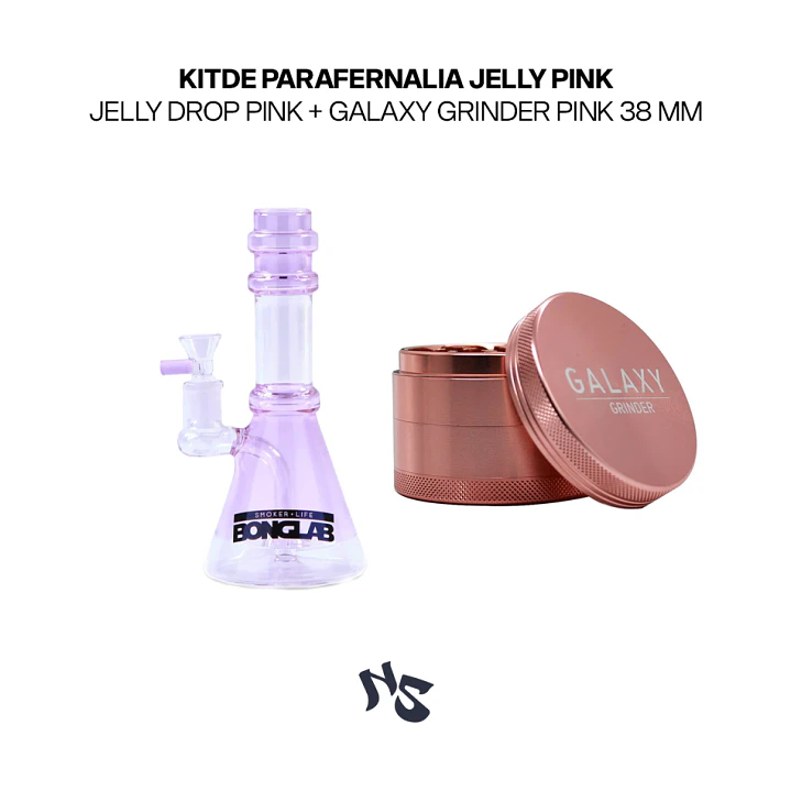 Kit de parafernalia Jelly Drop Pink + Galaxy Grinder Pink 38 mm 1