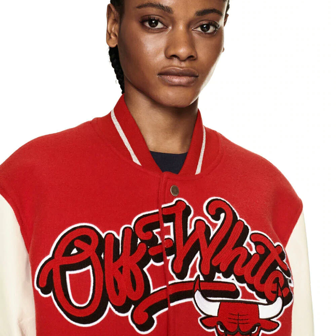 Off White c/o Chicago Bulls Red Varsity Jacket 5