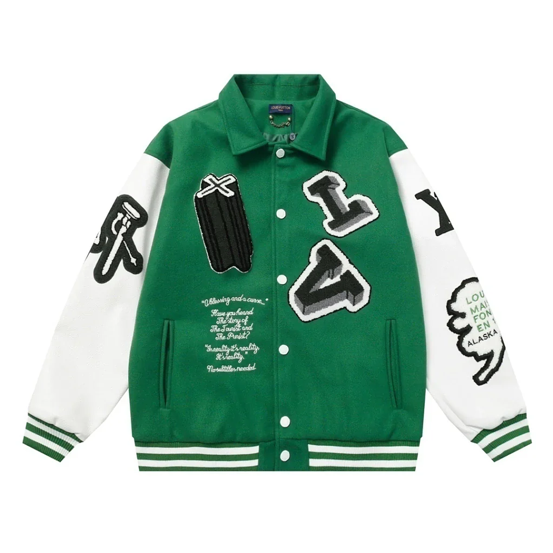 Louis Vuitton Varsity Leather Jacket Green 1