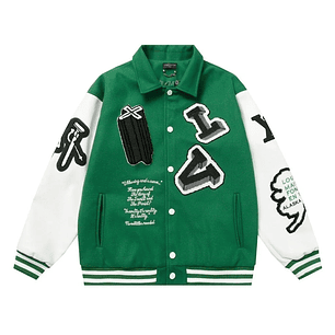 Louis Vuitton Varsity Leather Jacket Green