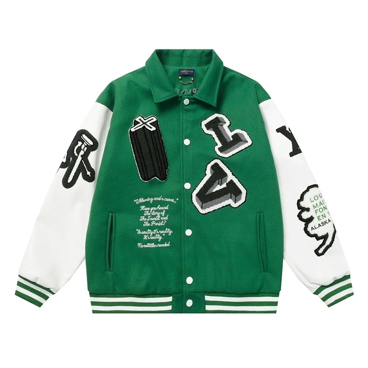 Louis Vuitton Varsity Leather Jacket Green 1