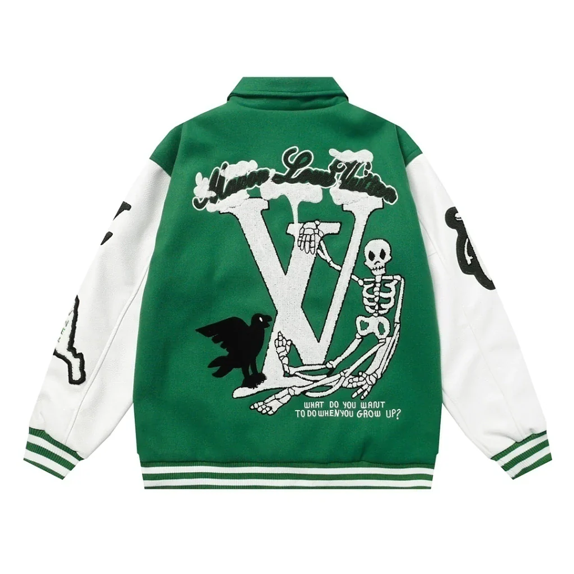 Louis Vuitton Varsity Leather Jacket Green 2