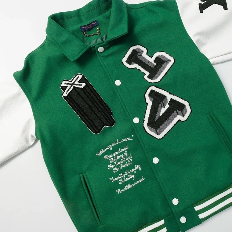 Louis Vuitton Varsity Leather Jacket Green 4