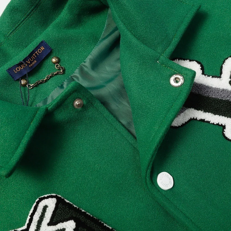 Louis Vuitton Varsity Leather Jacket Green 7