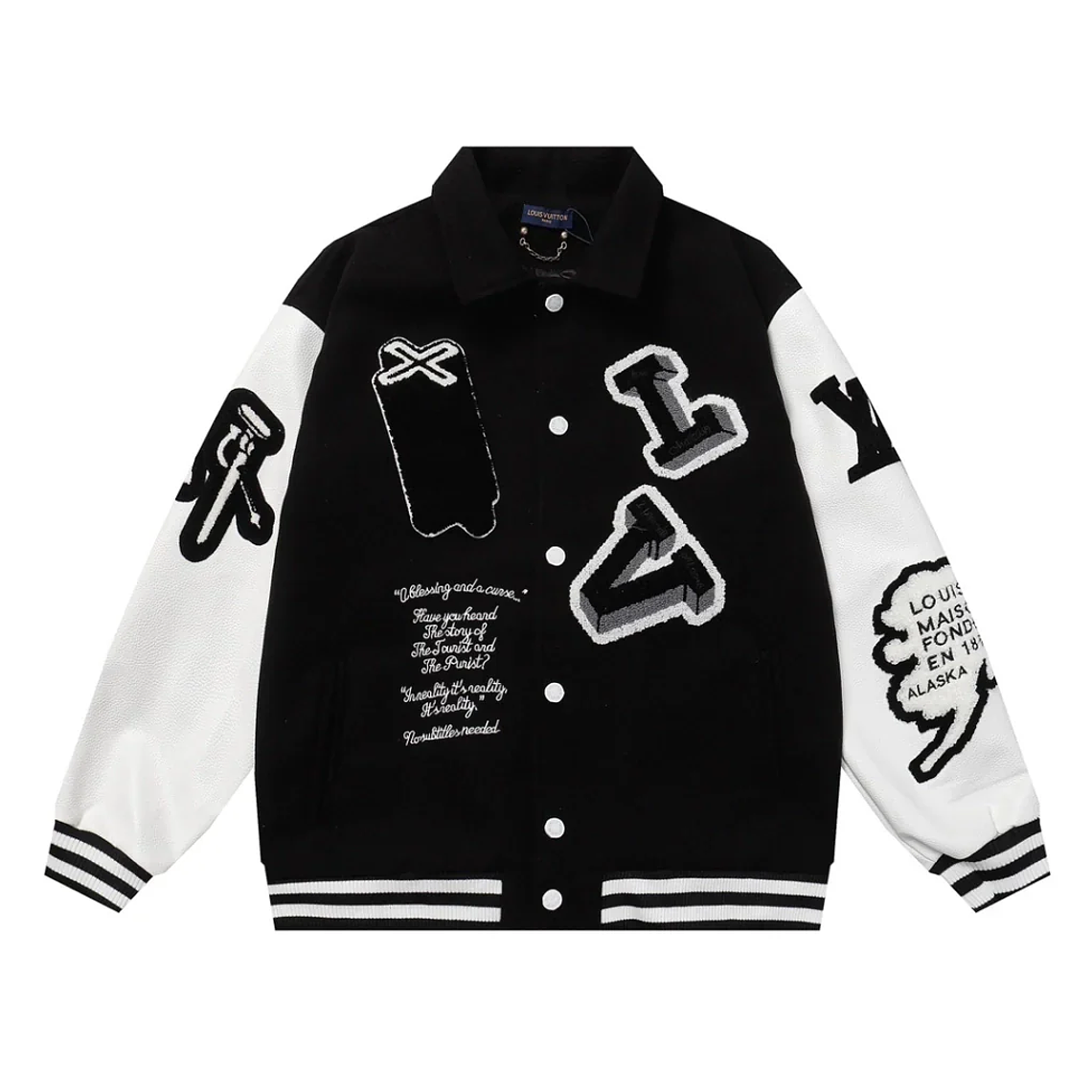 Louis Vuitton Varsity Leather Jacket Black & White 1