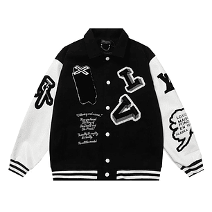 Louis Vuitton Varsity Leather Jacket Black & White