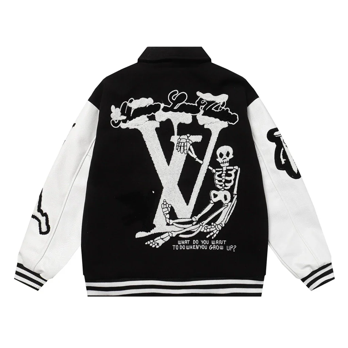 Louis Vuitton Varsity Leather Jacket Black & White 2