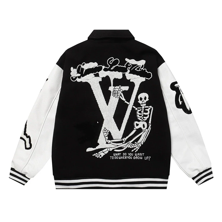 Louis Vuitton Varsity Leather Jacket Black & White 2