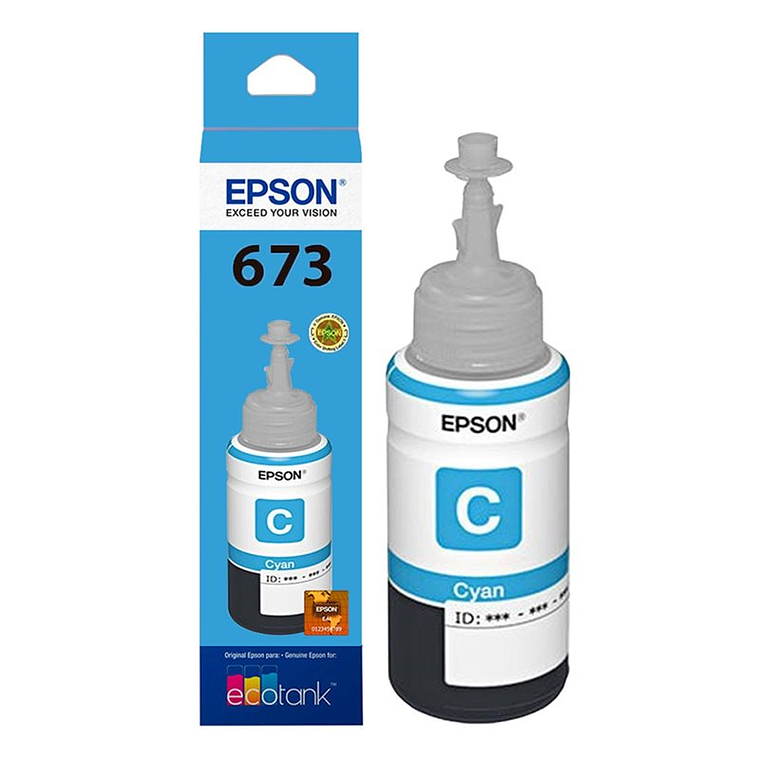 Botella de Tinta Epson T673 Color Cian  1