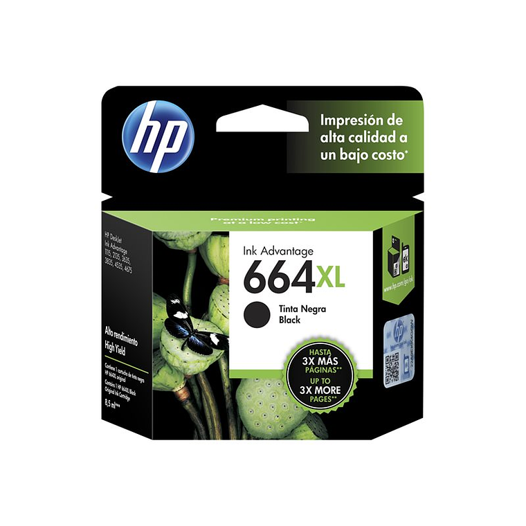 Cartucho de Tinta HP 664XL Negro Alto rendimiento F6V31AL 1