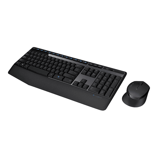 Kit Combo Teclado y Mouse Logitech MK345, Inalámbrico. Negro/Azul