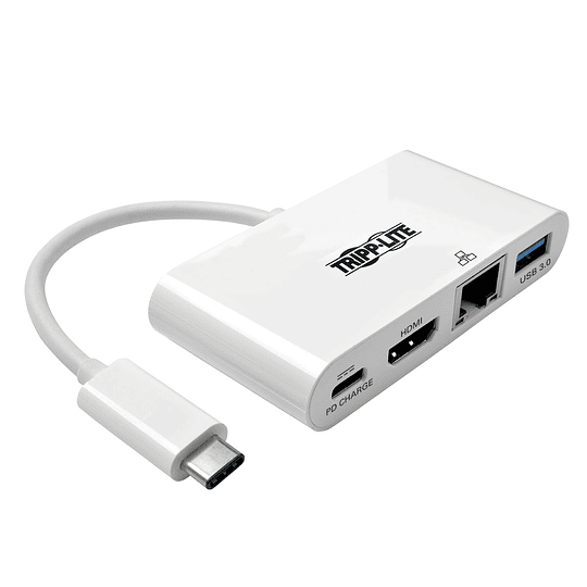 Tripp Lite USB C to HDMI Multiport Video Adapter Converter w/ USB-A Hub, USB-C PD Charging Port & Gigabit Ethernet Port, USB Type C to HDMI, USB Type-C - Estación de conexión - USB - HDMI - GigE