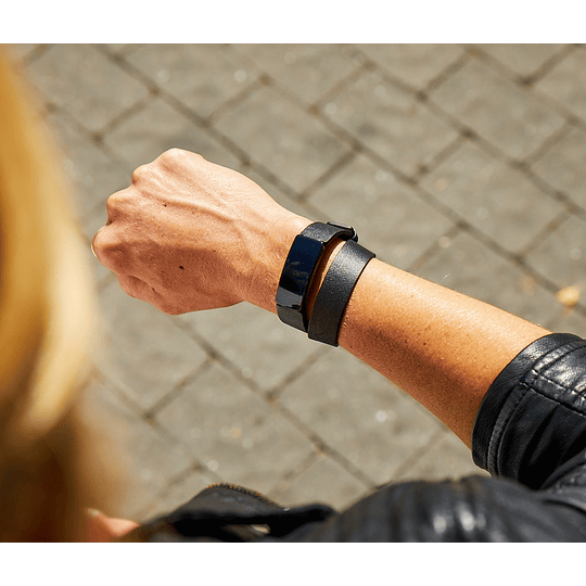 Correa doble de Cuero Fitbit - pulsera 16x9mm (para Inspire Negro)
