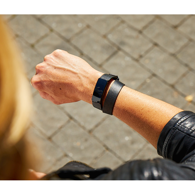 Correa doble de Cuero Fitbit - pulsera 16x9mm (para Inspire Negro) 3