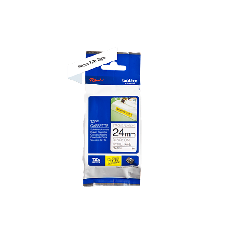 Brother TZeS251 - Adhesivo extrarresistente - negro sobre blanco - rollo (2,4 cm x 8 m) 1 bobina(s) tipo laminado 2