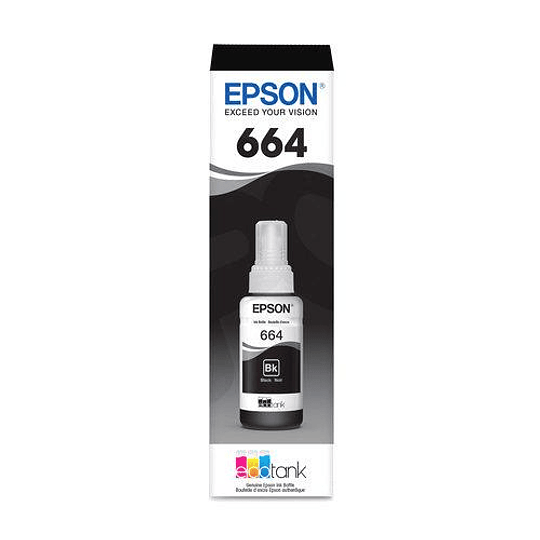 Botella Tinta Epson T664 color Negra - recarga original